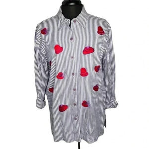 Willow Ridge Red Hat Society Striped Button Front Size L